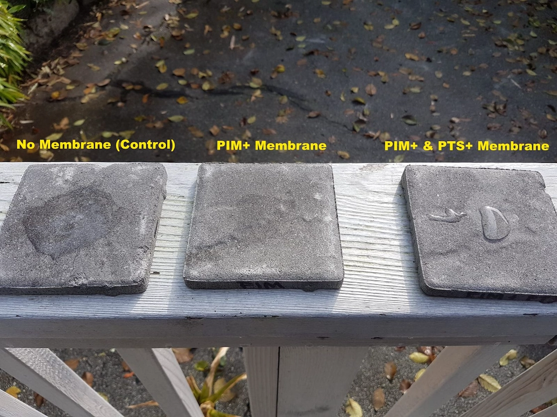 Water behavior demonstration on treated surfaces